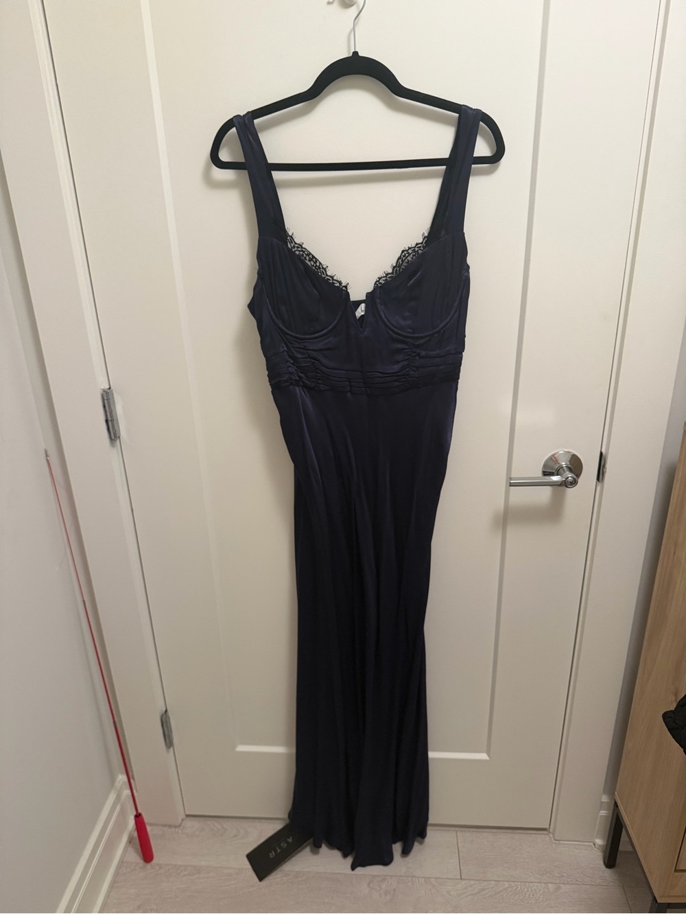 Astr Midnight Blue Lace-Trim Slip Gown